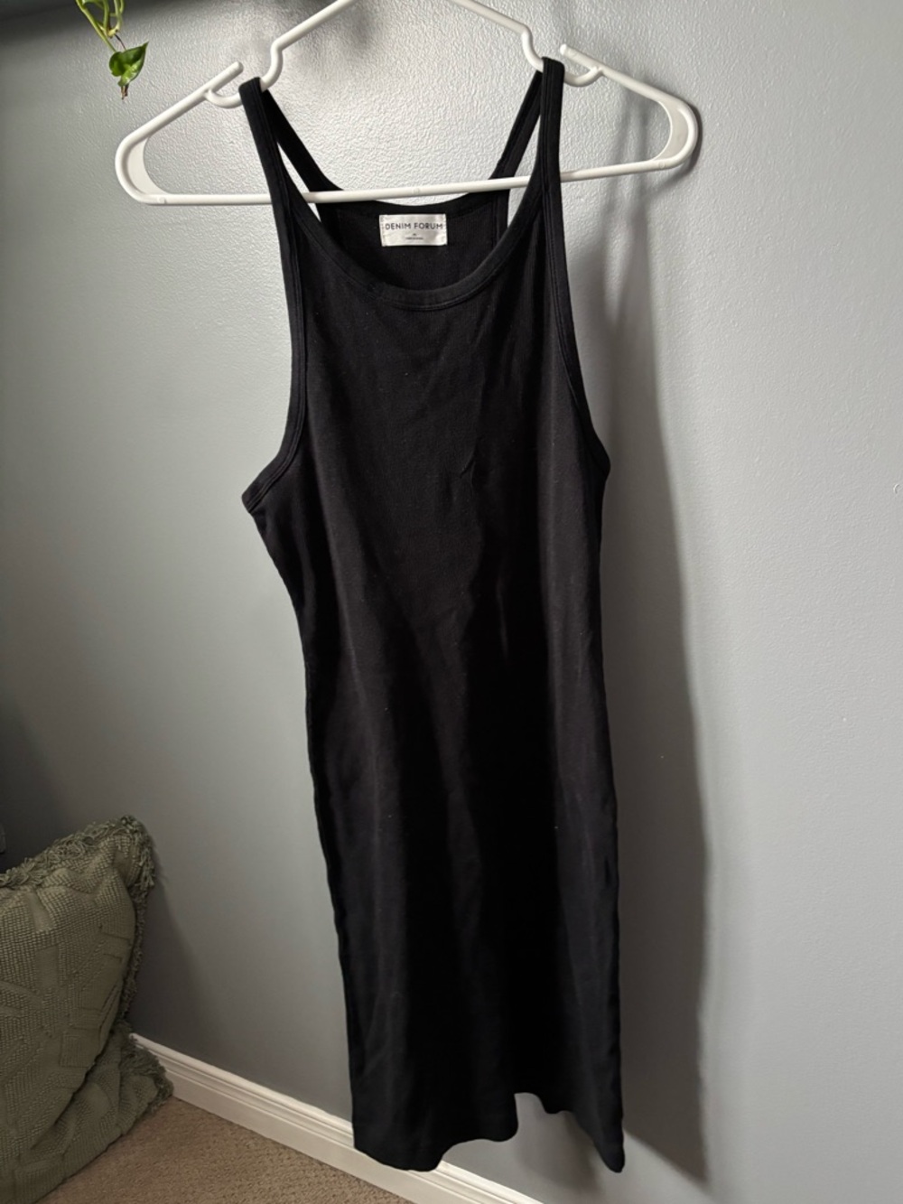 Aritzia Denim Forum Black Ribbed Tank Dress